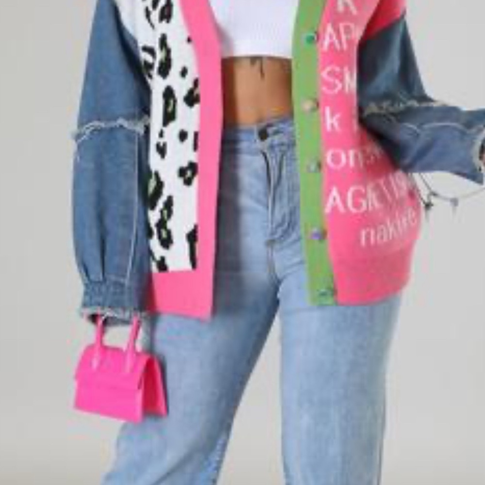 Trendy Multicolor Women's Jean Cardigan